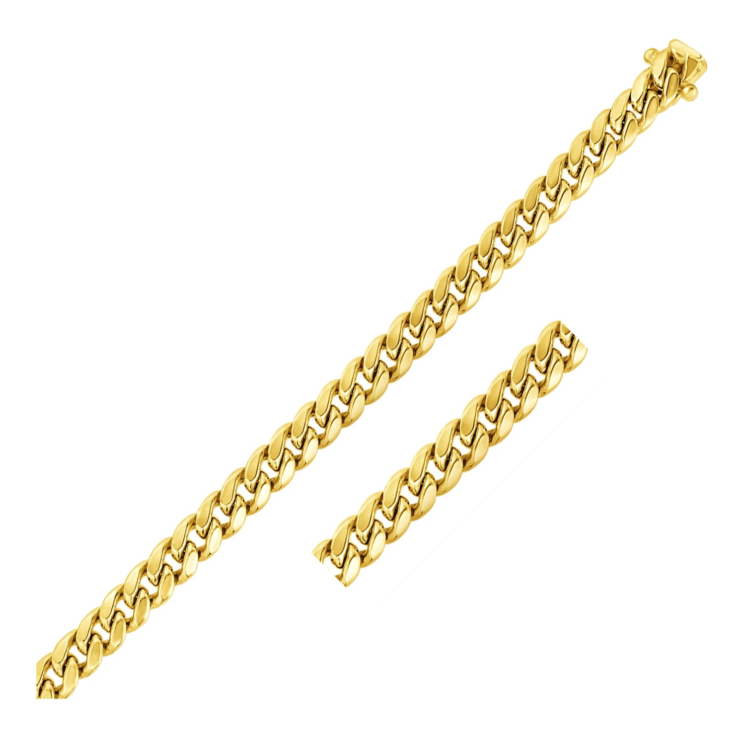 7.5mm 14k Yellow Gold Semi Solid Miami Cuban Bracelet - Selectique 