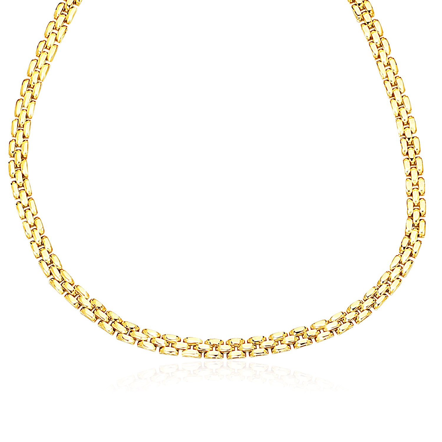 14k Yellow Gold Panther Chain Link Shiny Necklace - Selectique 