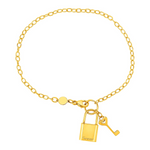 Bracelet with Lock and Key in 14k Yellow Gold - Selectique 