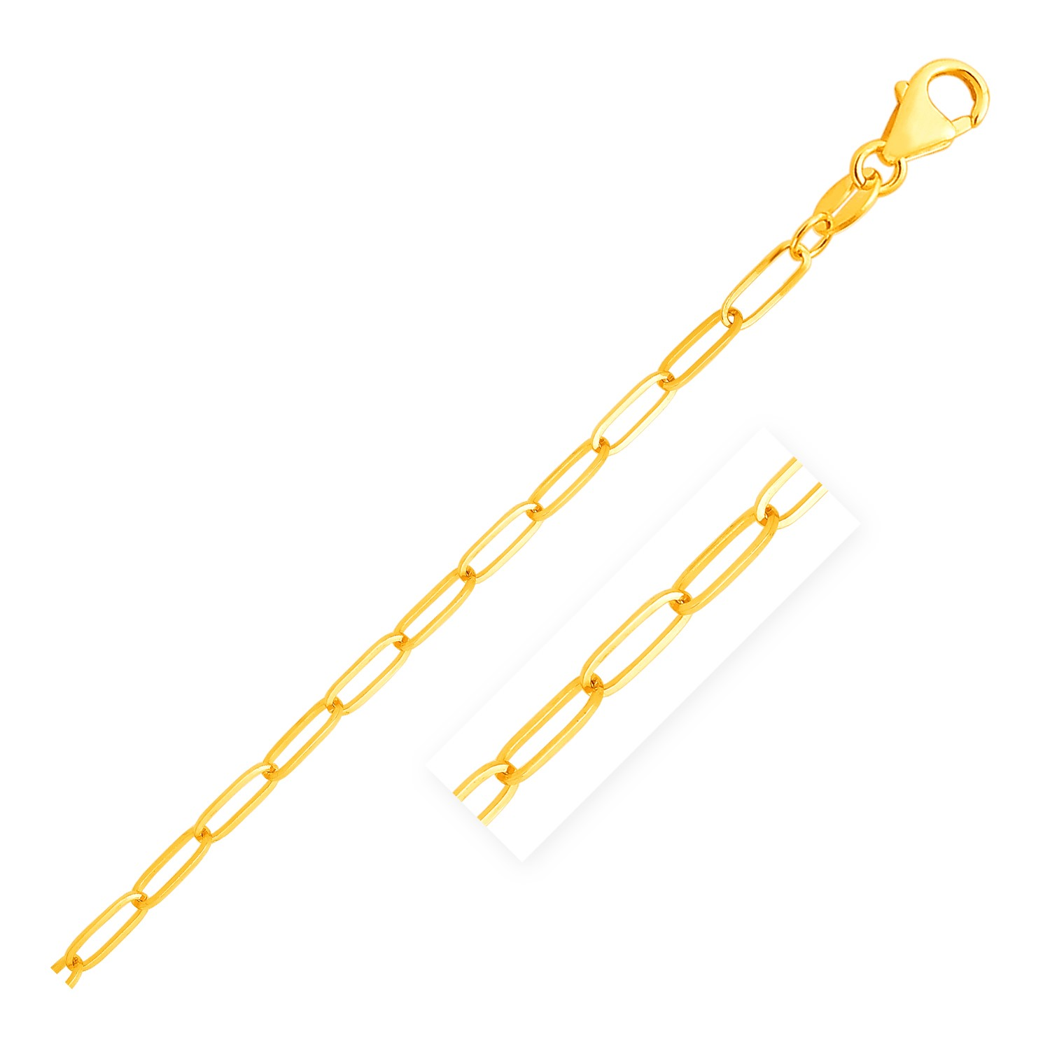 14K Yellow Gold Paperclip Bracelet (4.0mm) - Selectique 