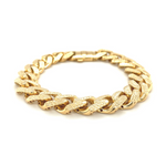 14k Yellow Gold Textured Wide Curb Chain Bracelet - Selectique 