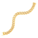 14k Yellow Gold Textured Wide Curb Chain Bracelet - Selectique 