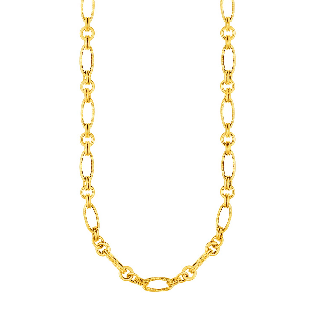 14k Yellow Gold Twisted and Polished Link Necklace - Selectique 