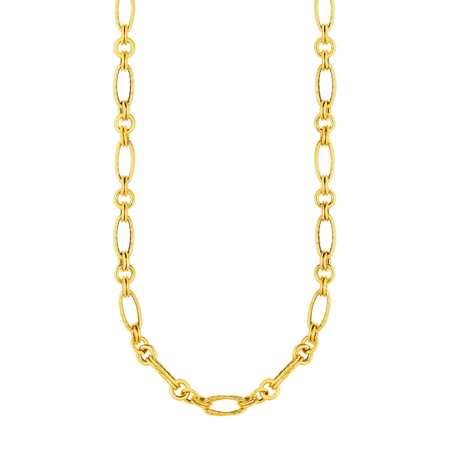 14k Yellow Gold Twisted and Polished Link Necklace - Selectique 