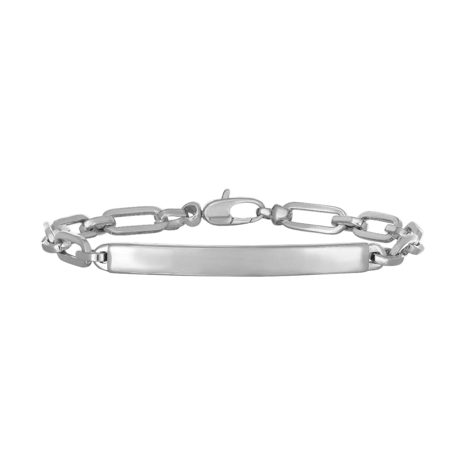 14K White Gold Paperclip Chain ID Bracelet - Selectique 