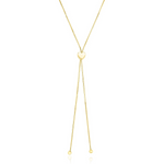 14k Yellow Gold Adjustable Heart Style Lariat Necklace - Selectique 