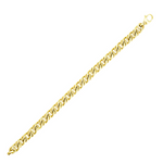 14k Yellow Gold Chain Bracelet with Oval and Textured Round Links - Selectique 