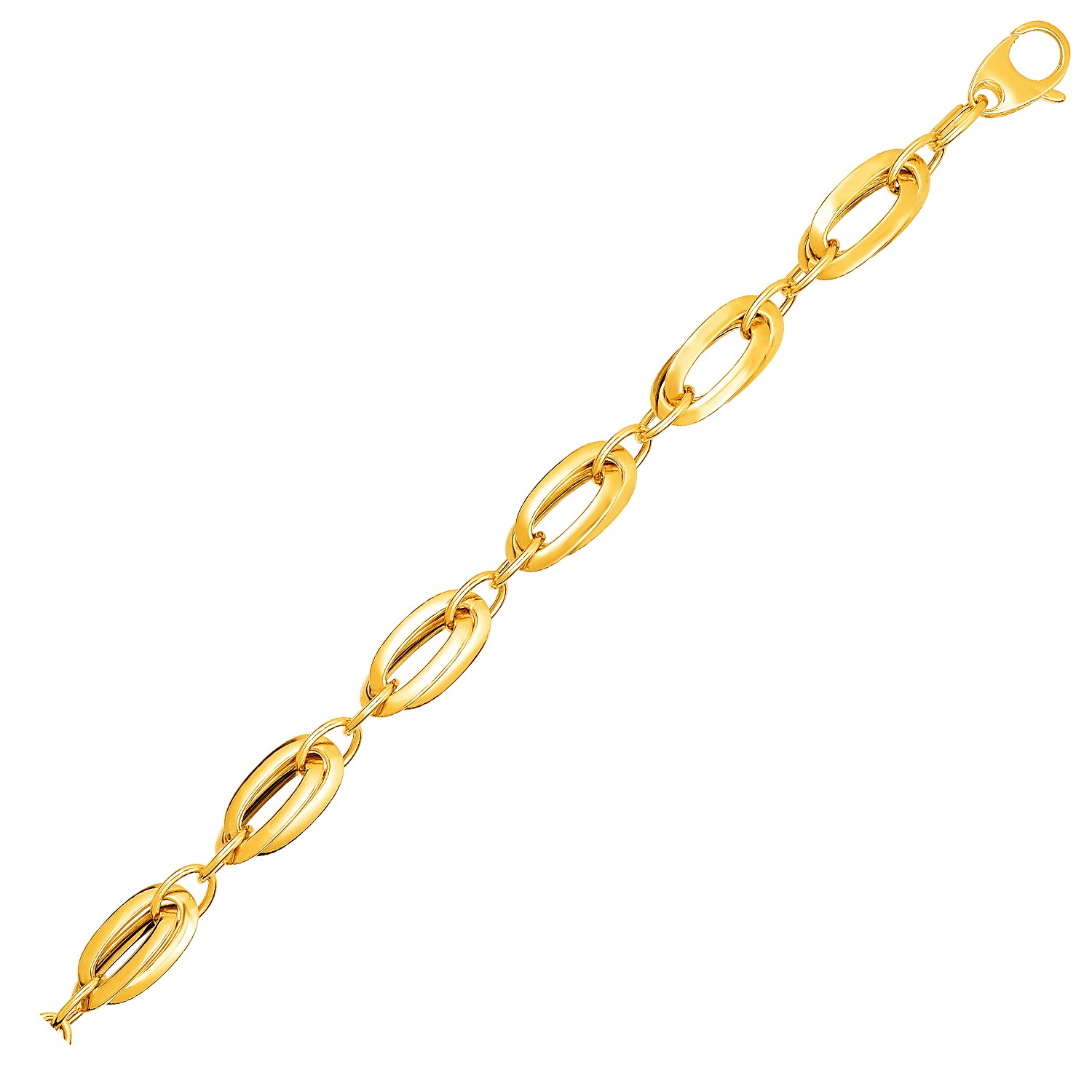 14k Yellow Gold Bracelet with Long Double Oval Links - Selectique 