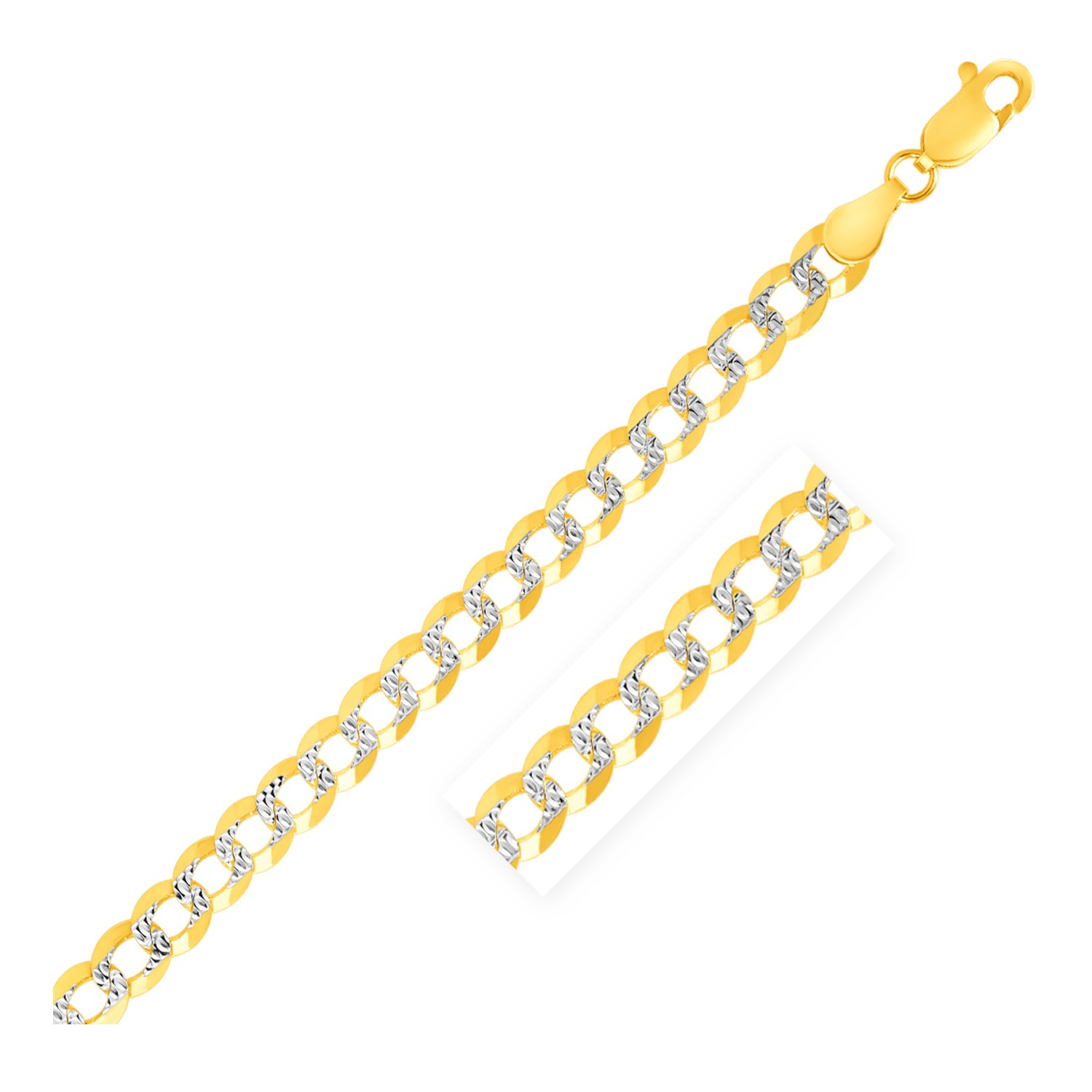 4.7mm 14k Two Tone Gold Pave Curb Bracelet - Selectique 