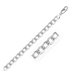 Rhodium Plated 7.2mm Sterling Silver Curb Style Bracelet - Selectique 