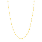 14k Yellow Gold Long Mirrored Heart Chain Station Necklace - Selectique 