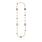 14k Yellow Gold Necklace with Multi-Colored Stones - Selectique 