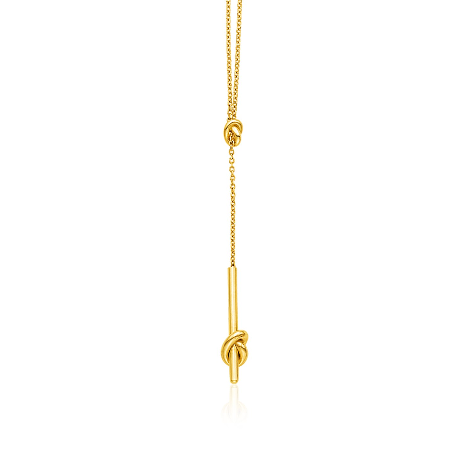 14k Yellow Gold Lariat Necklace with Knots - Selectique 