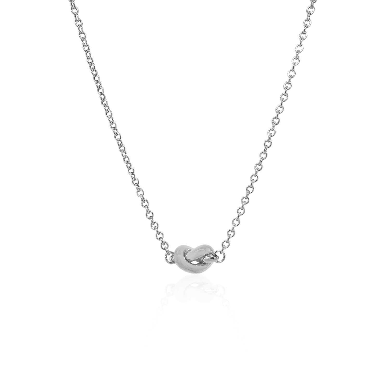 14k White Gold Chain Necklace with Polished Knot - Selectique 