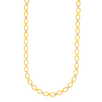 14k Two-Tone Gold Multi-Textured Oval Link Fancy Necklace - Selectique 