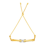 Adjustable Friendship Bracelet with Infinity Motif in 14k Yellow and White Gold - Selectique 