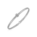 14k White Gold 7 inch Woven Chain Bracelet with Diamonds - Selectique 