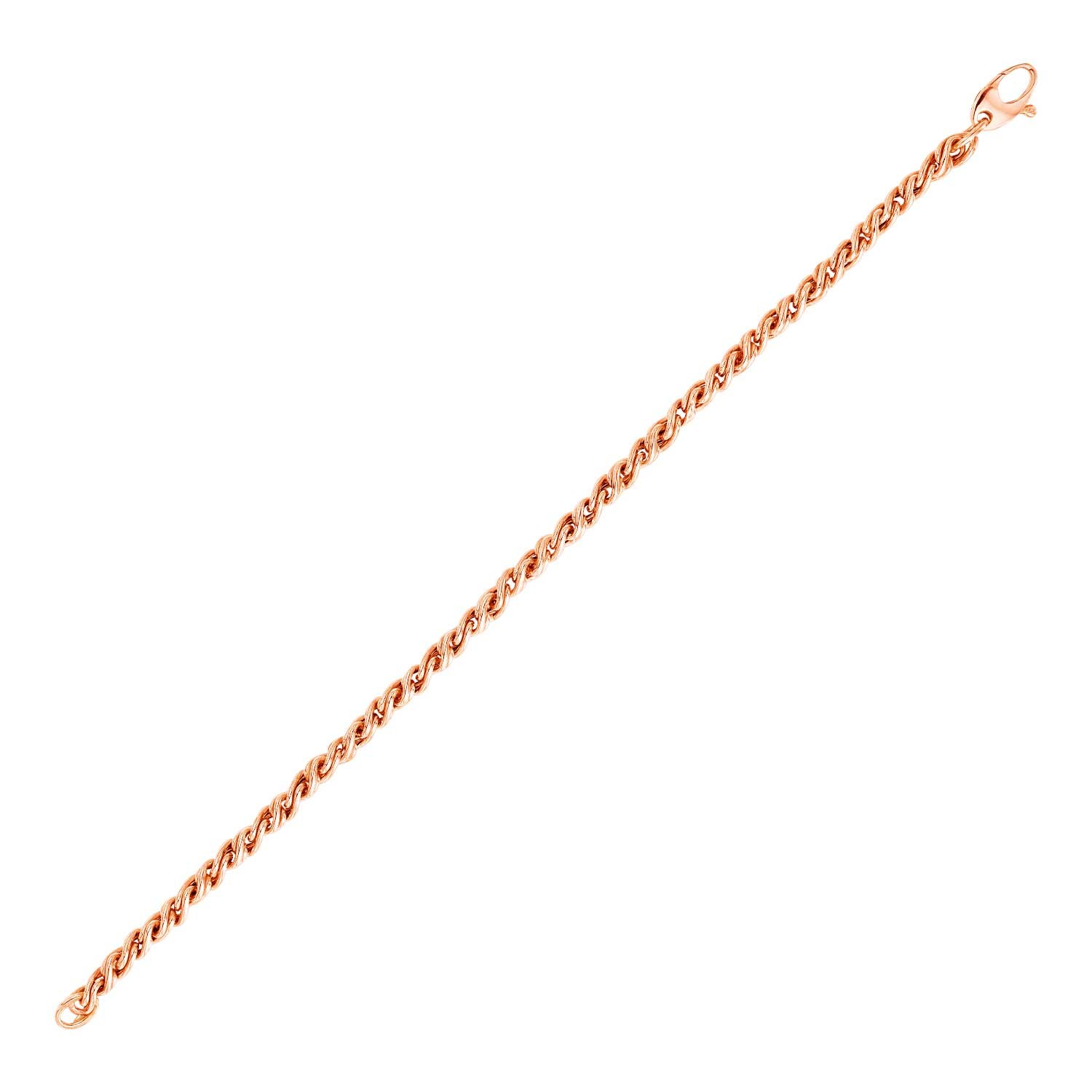 14k Rose Gold 7 1/2 inch Braid Link Bracelet - Selectique 