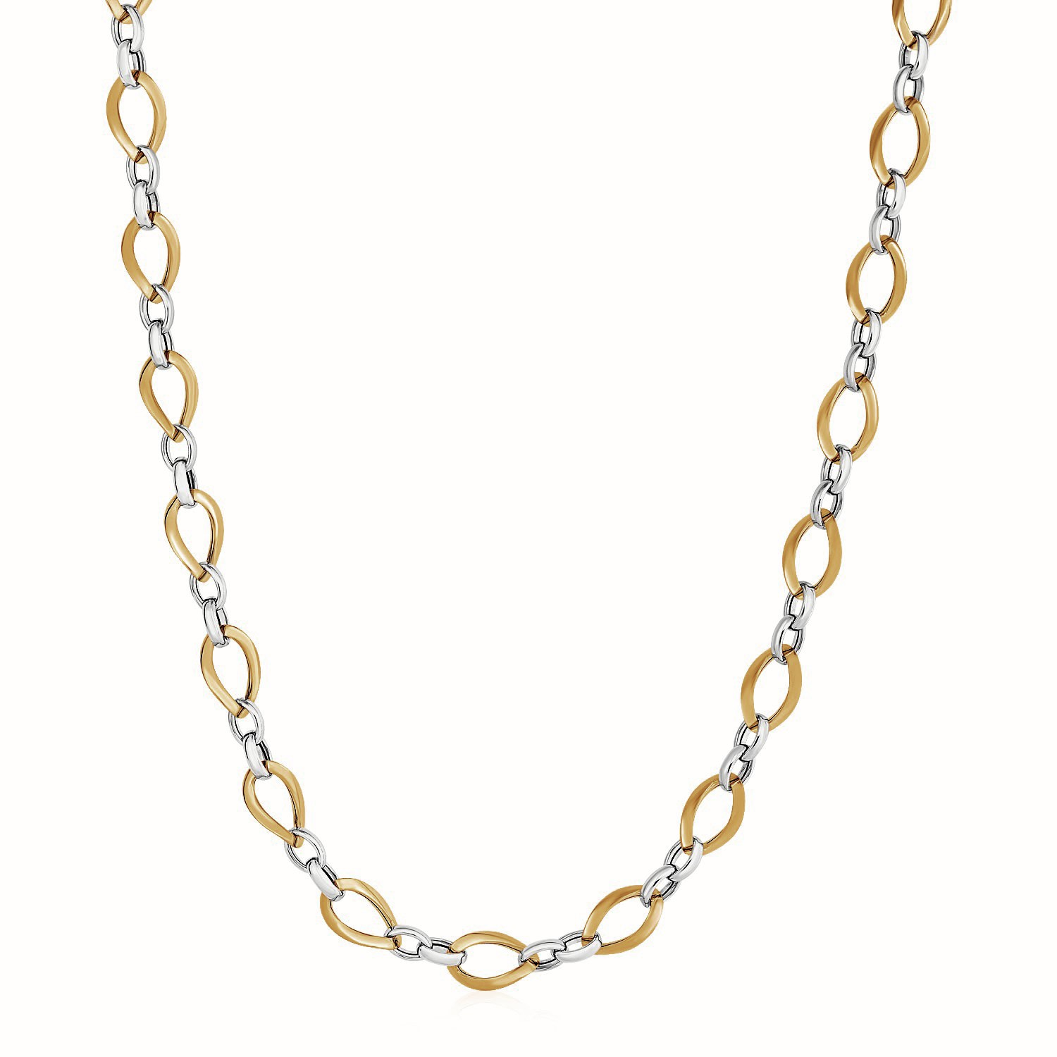 Twisted Oval Chain Necklace in 14k Two Tone Gold - Selectique 