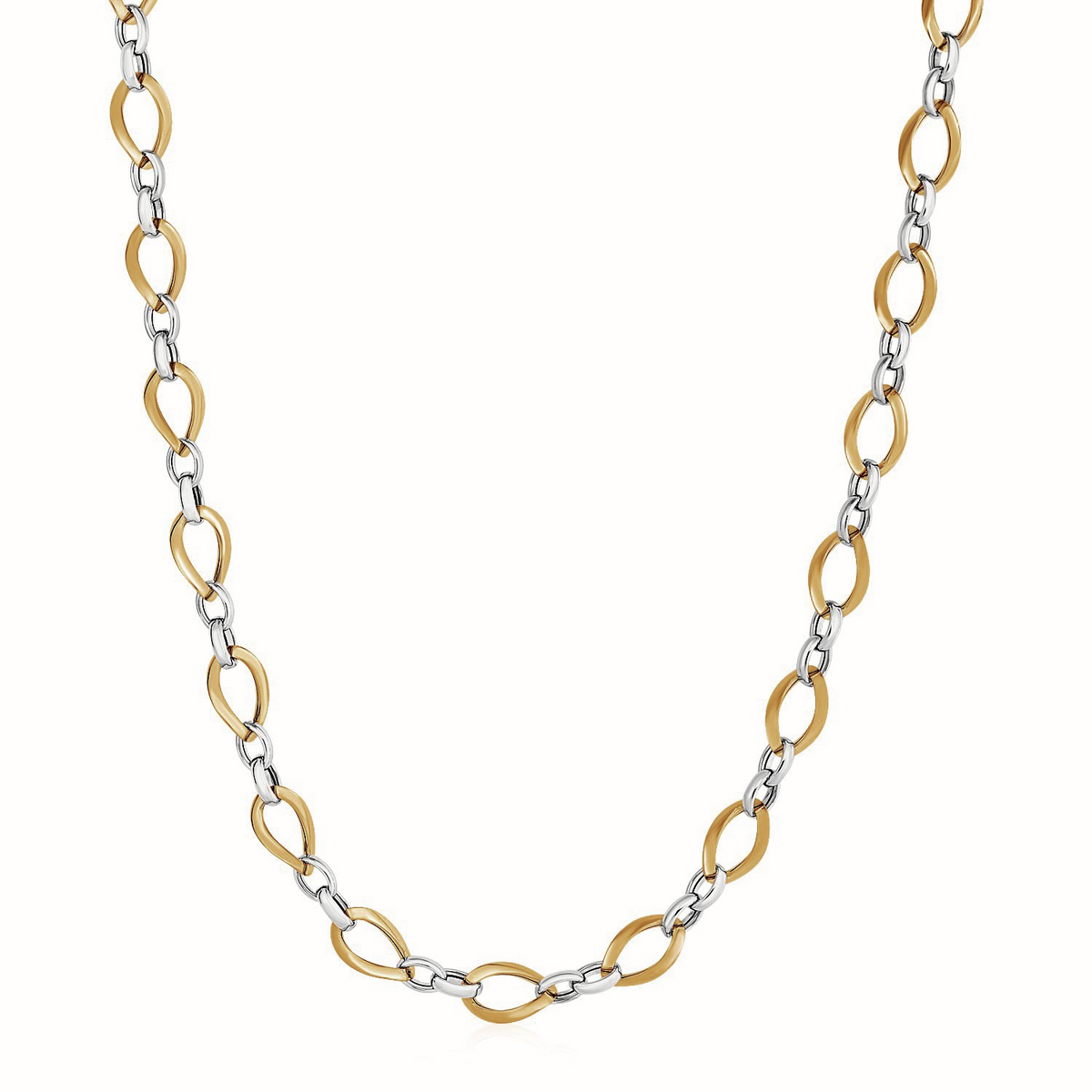 Twisted Oval Chain Necklace in 14k Two Tone Gold - Selectique 