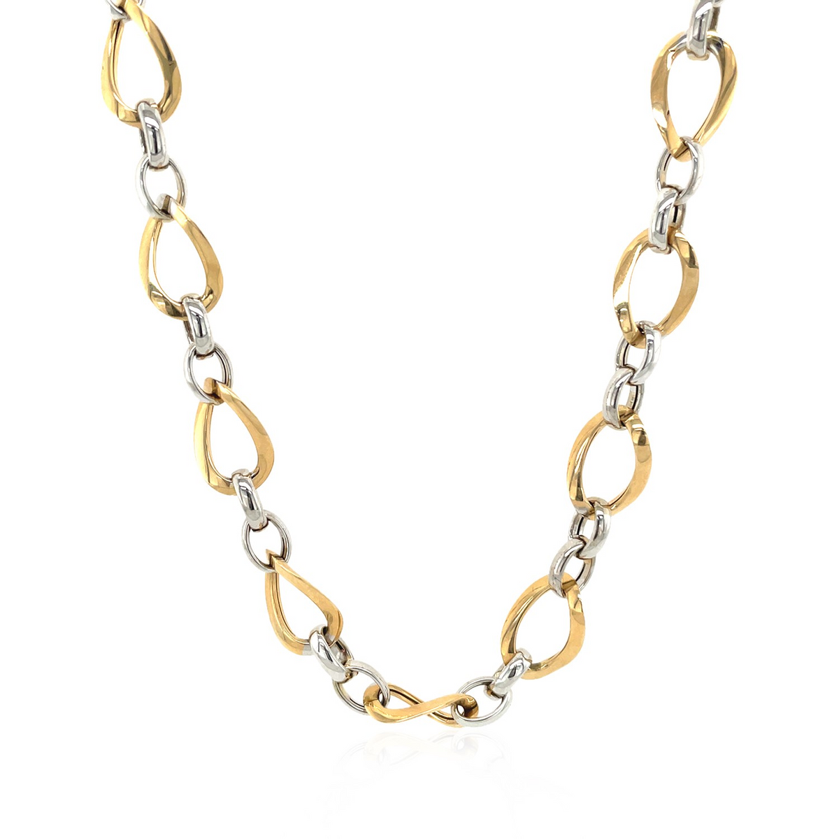 Twisted Oval Chain Necklace in 14k Two Tone Gold - Selectique 