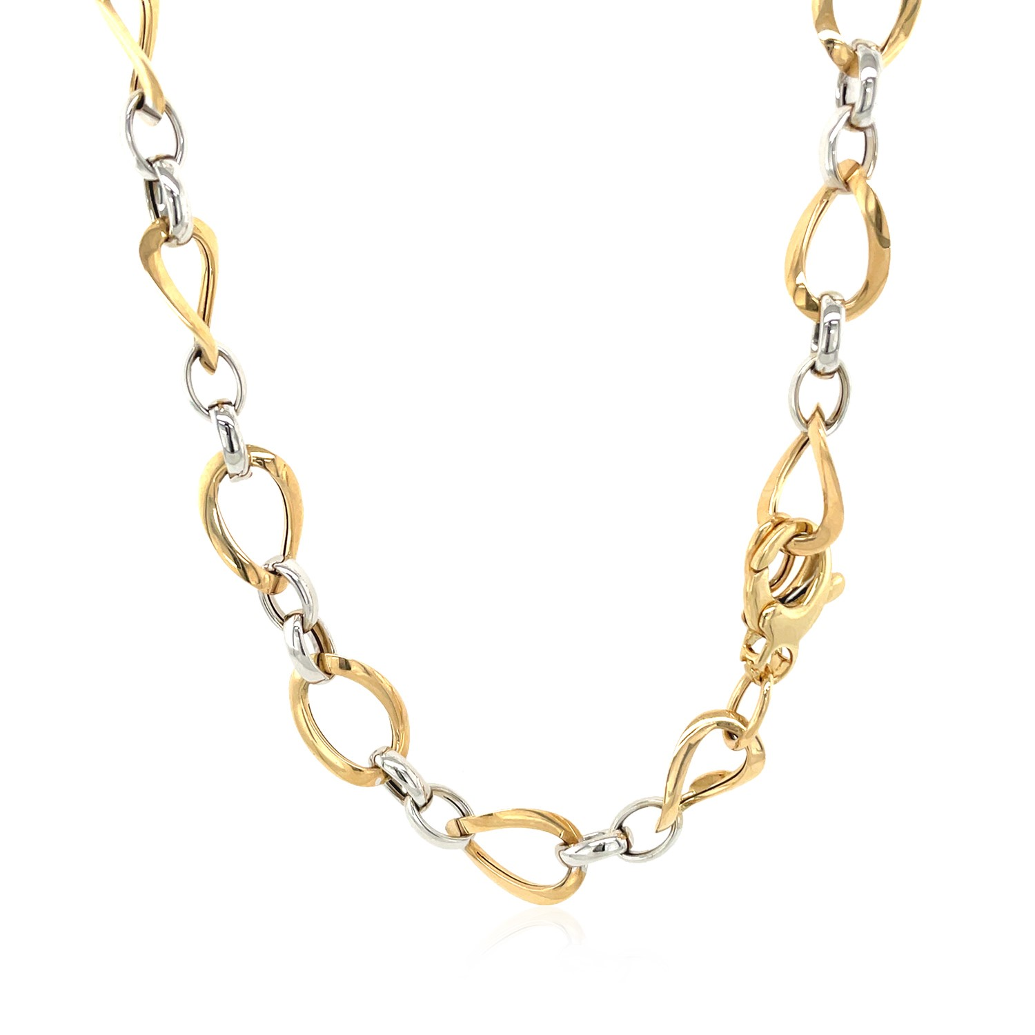 Twisted Oval Chain Necklace in 14k Two Tone Gold - Selectique 