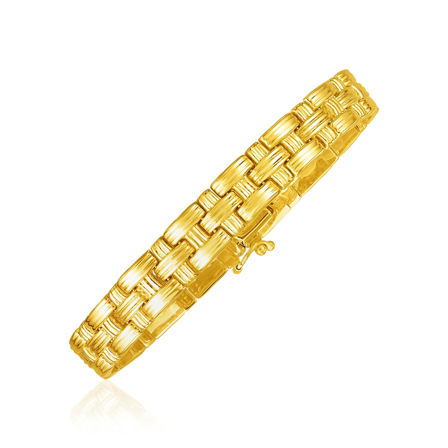 14k Yellow Gold Basket Weave Bracelet - Selectique 