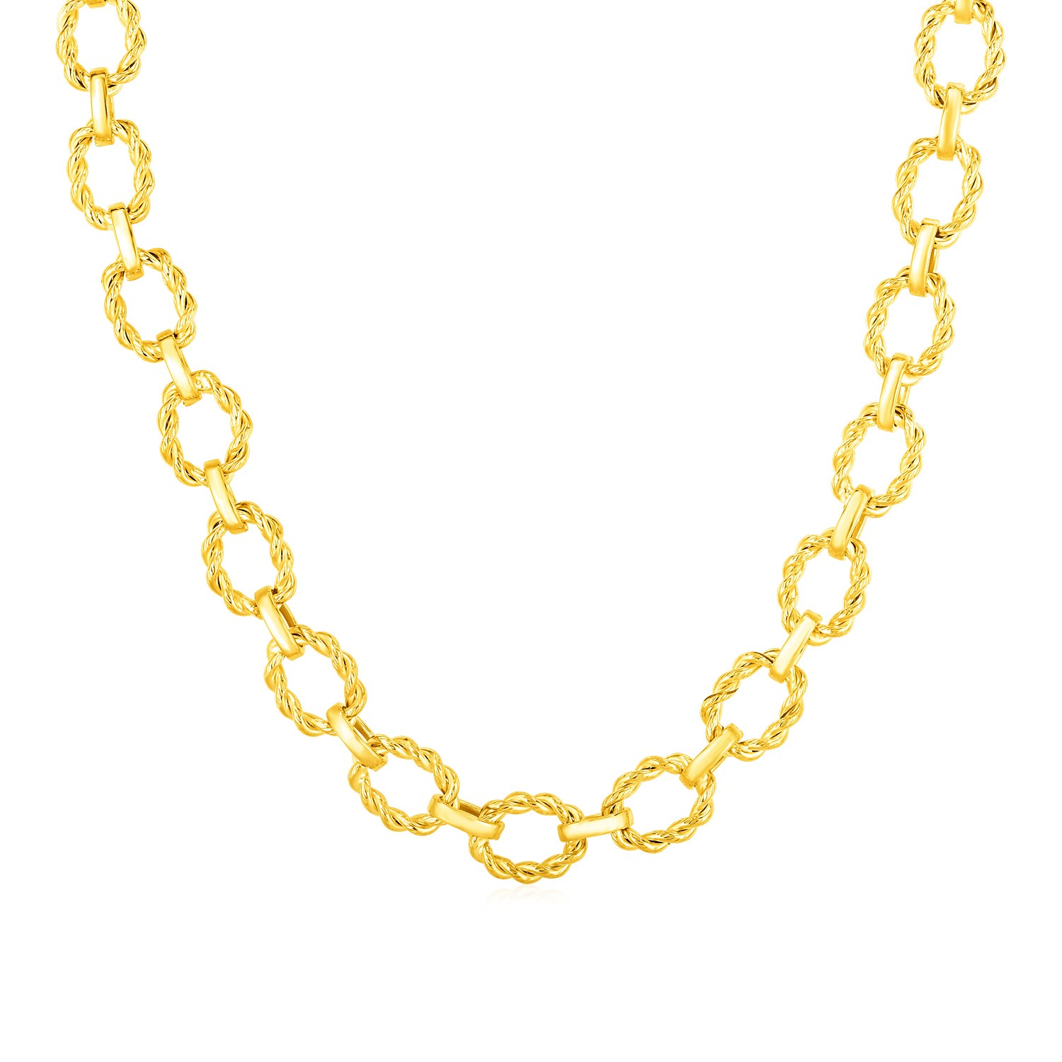 14k Yellow Gold Twisted Oval Link Necklace - Selectique 