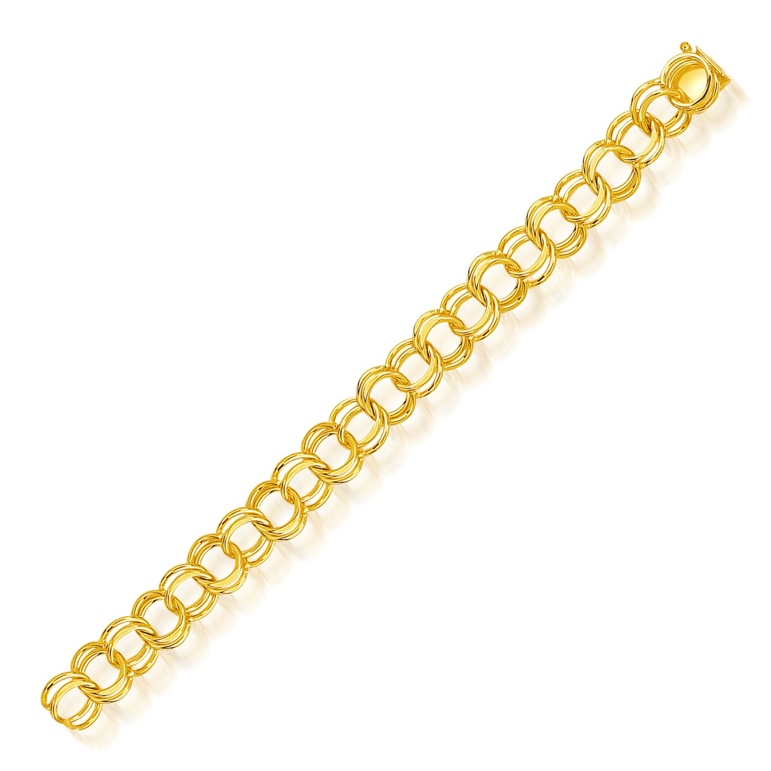 14k Yellow Gold Solid Double Link Charm Bracelet 10.0mm - Selectique 