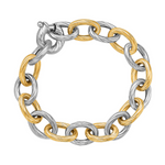 18k Yellow Gold and Sterling Silver Rhodium Plated Diamond Cut Chain Bracelet - Selectique 