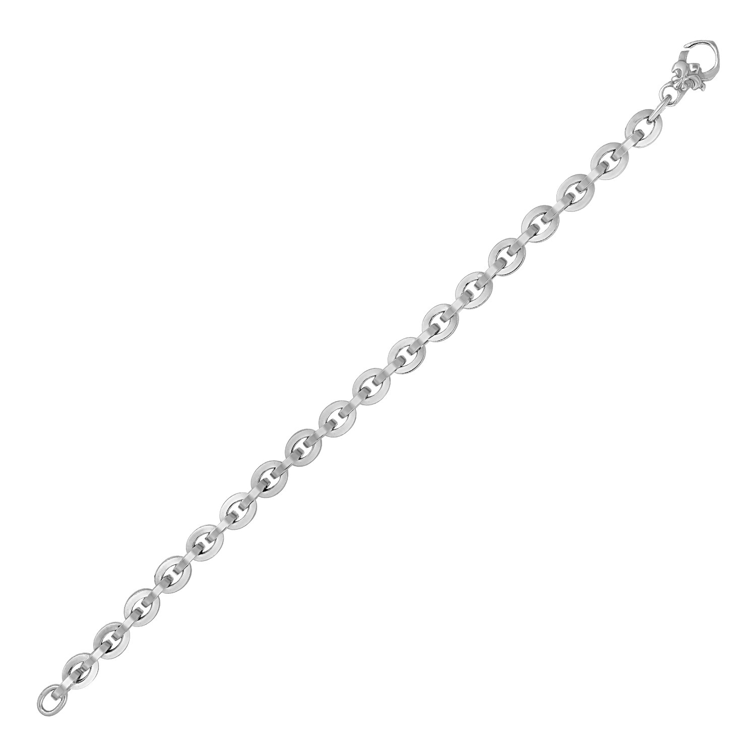 Shiny Oval Link Bracelet in 14k White Gold - Selectique 