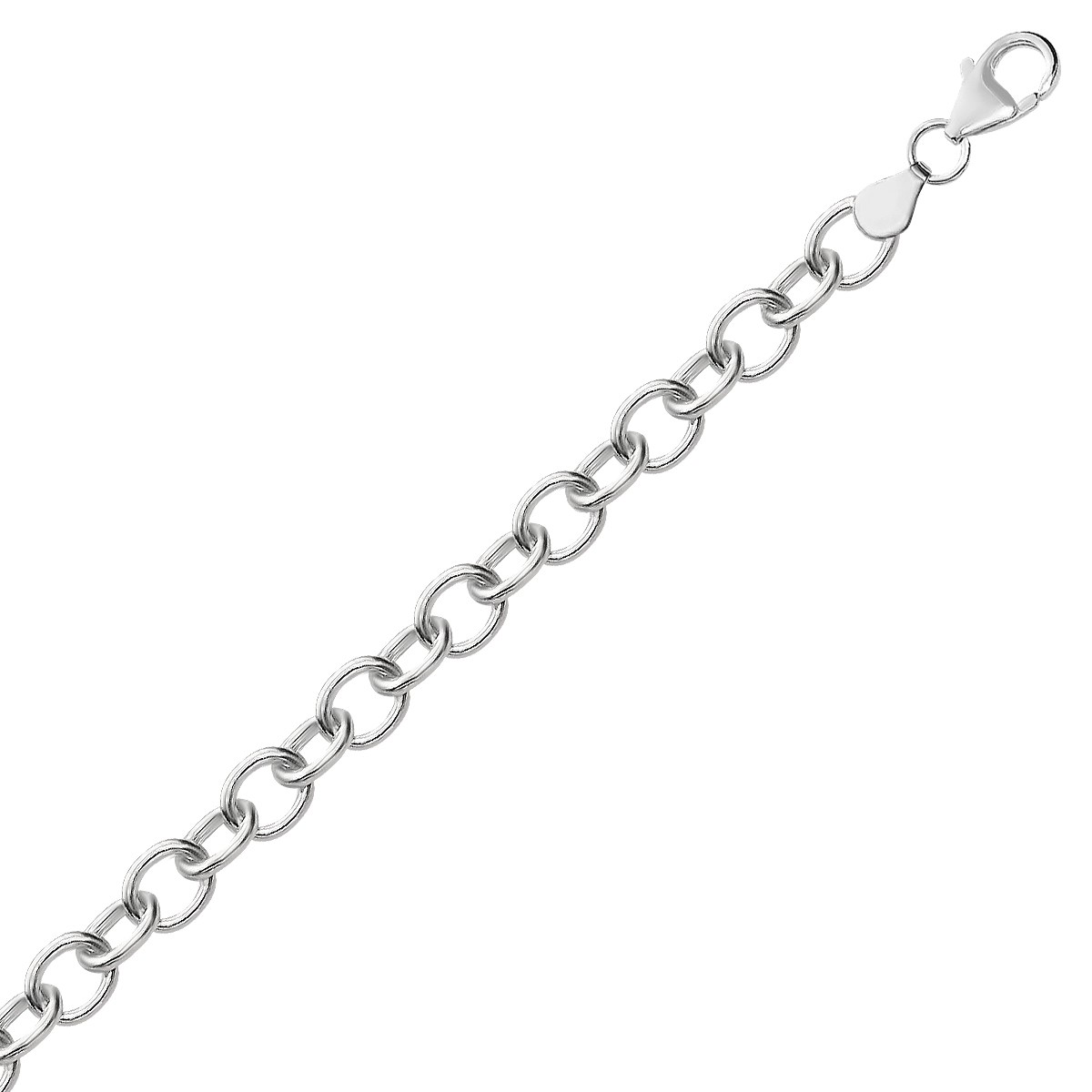 Sterling Silver Rhodium Plated Fancy Charm Bracelet - Selectique 