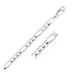 6.0mm 14k White Gold Solid Figaro Bracelet - Selectique 