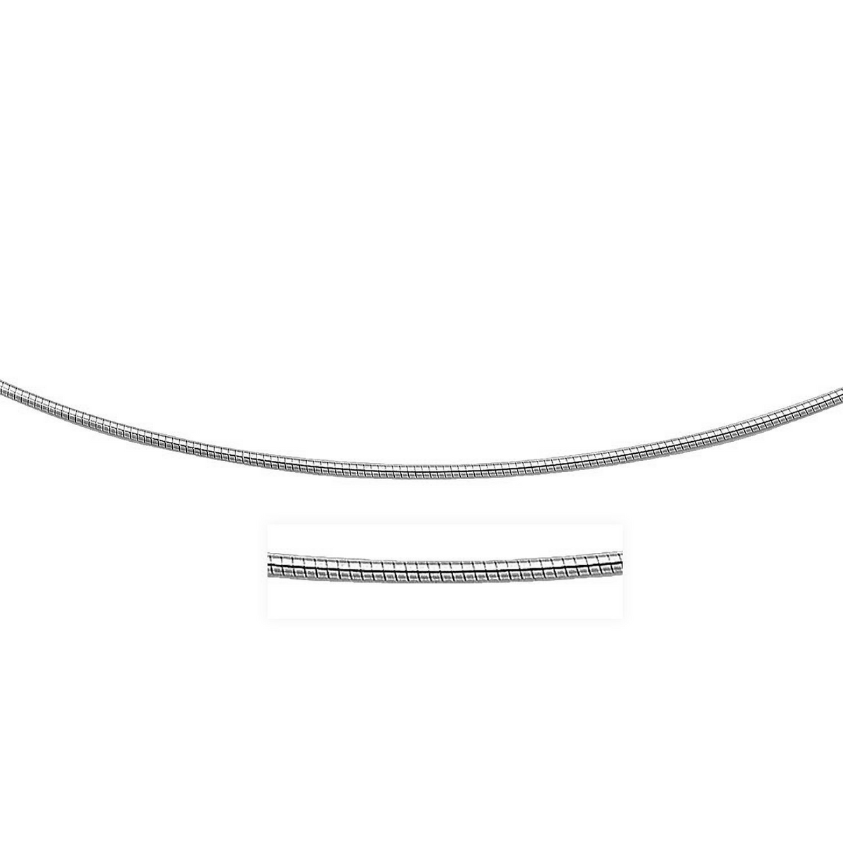 14k White Gold Necklace in a Round Omega Chain Style - Selectique 