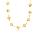 14k Yellow Gold Textured Disc Long Layering Necklace - Selectique 