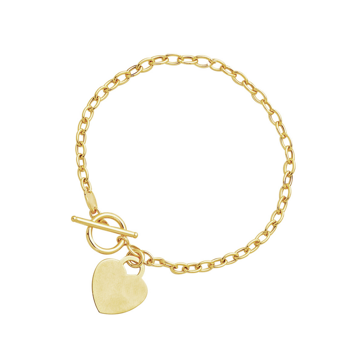 Toggle Bracelet with Heart Charm in 14k Yellow Gold - Selectique 