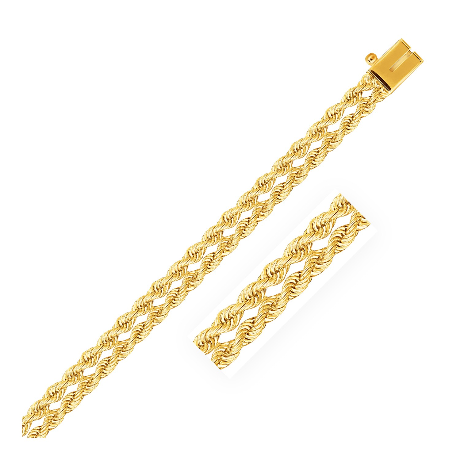 5.0 mm 14k Yellow Gold Dual Row Rope Bracelet - Selectique 