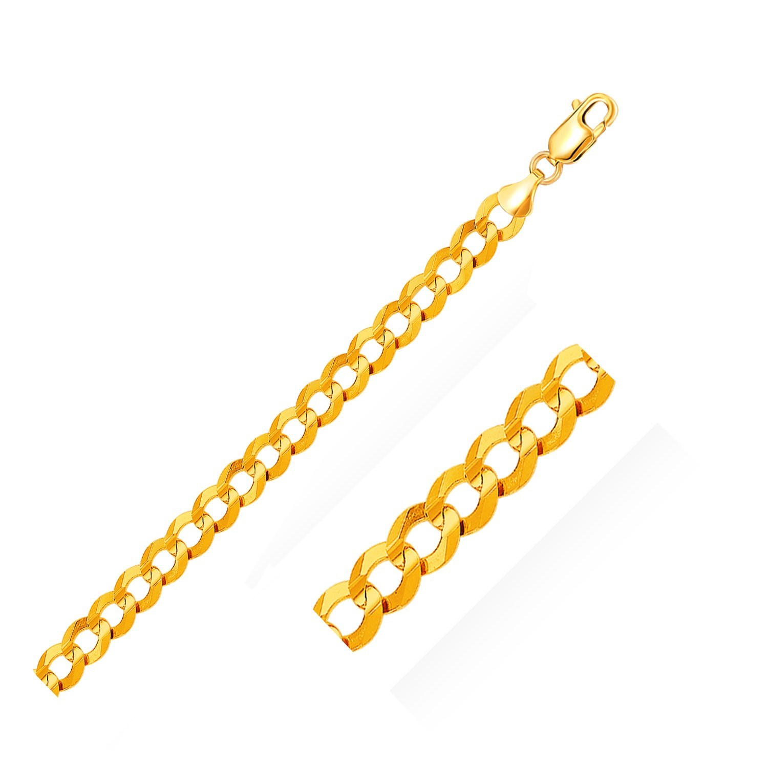 14k Yellow Gold Solid Curb Bracelet 10.0mm - Selectique 