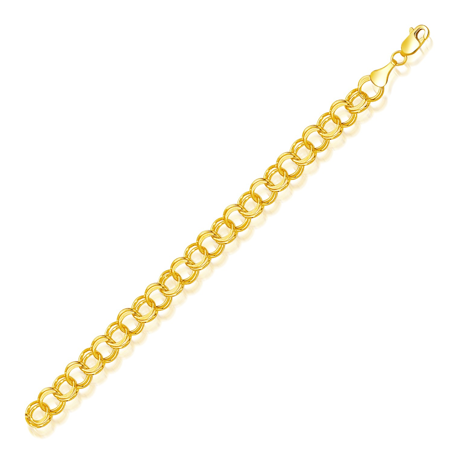 8.0 mm 14k Yellow Gold Solid Double Link Charm Bracelet - Selectique 