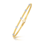 14k Two Tone Gold Diamond Accent Station Basket Weave Bracelet - Selectique 