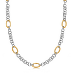 18k Yellow Gold and Sterling Silver Rhodium Plated Multi Style Chain Necklace - Selectique 