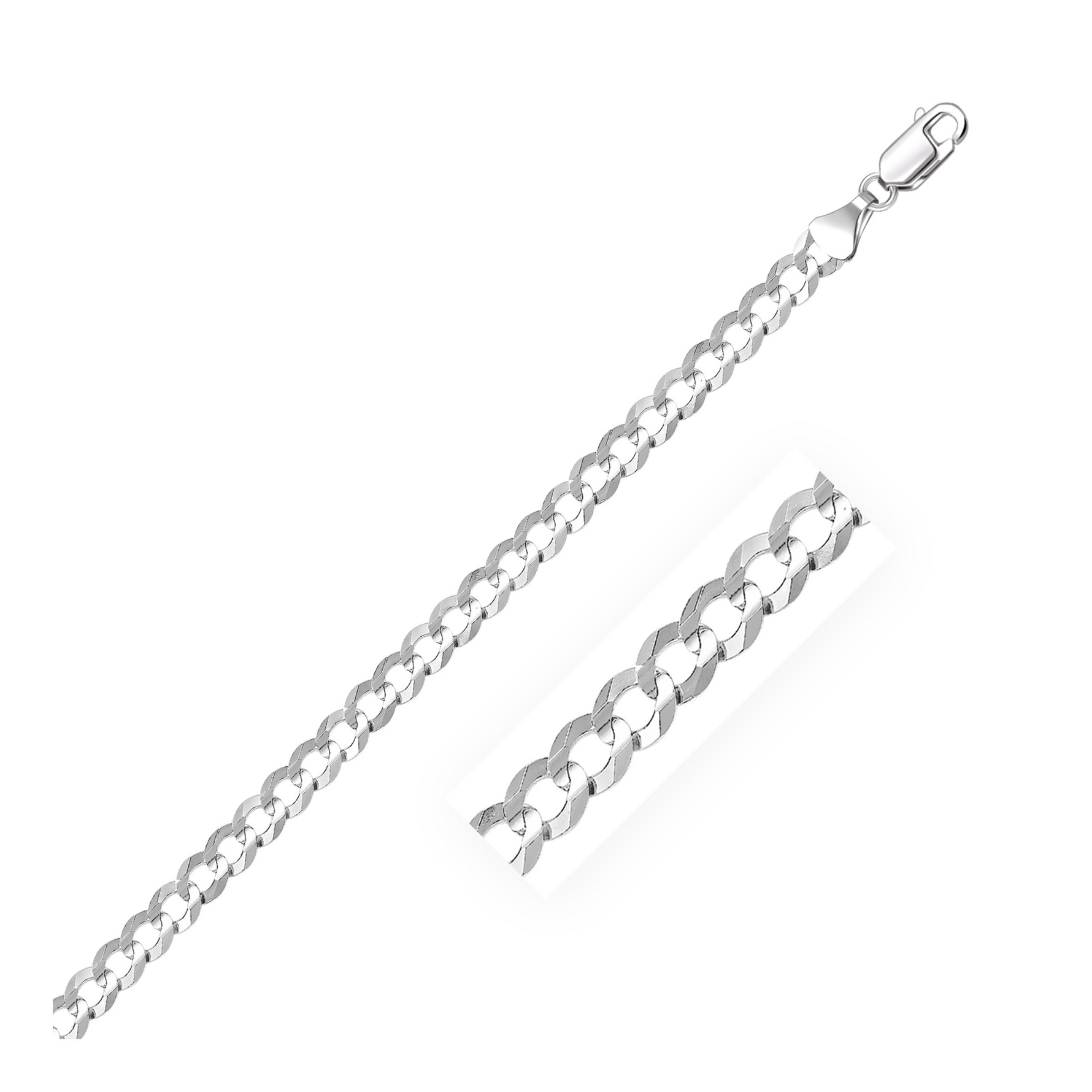 4.7mm 14k White Gold Solid Curb Bracelet - Selectique 