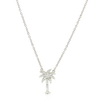 Sterling Silver Palm Tree Necklace with Cubic Zirconias - Selectique 