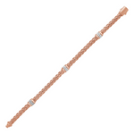 Polished Woven Rope Bracelet with Diamond Accents in 14k Rose Gold - Selectique 