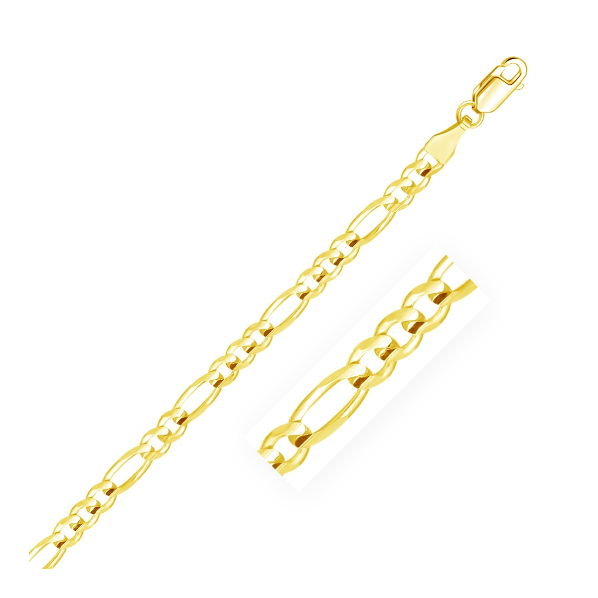 4.5mm 14k Yellow Gold Solid Figaro Bracelet - Selectique 