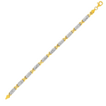 14k TwoToned Yellow and White Gold Double S Pattern Bracelet - Selectique 