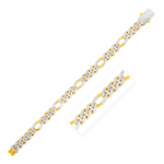 Modern Lite Figaro with White Pave Bracelet in 14K Yellow Gold (9.5mm) - Selectique 