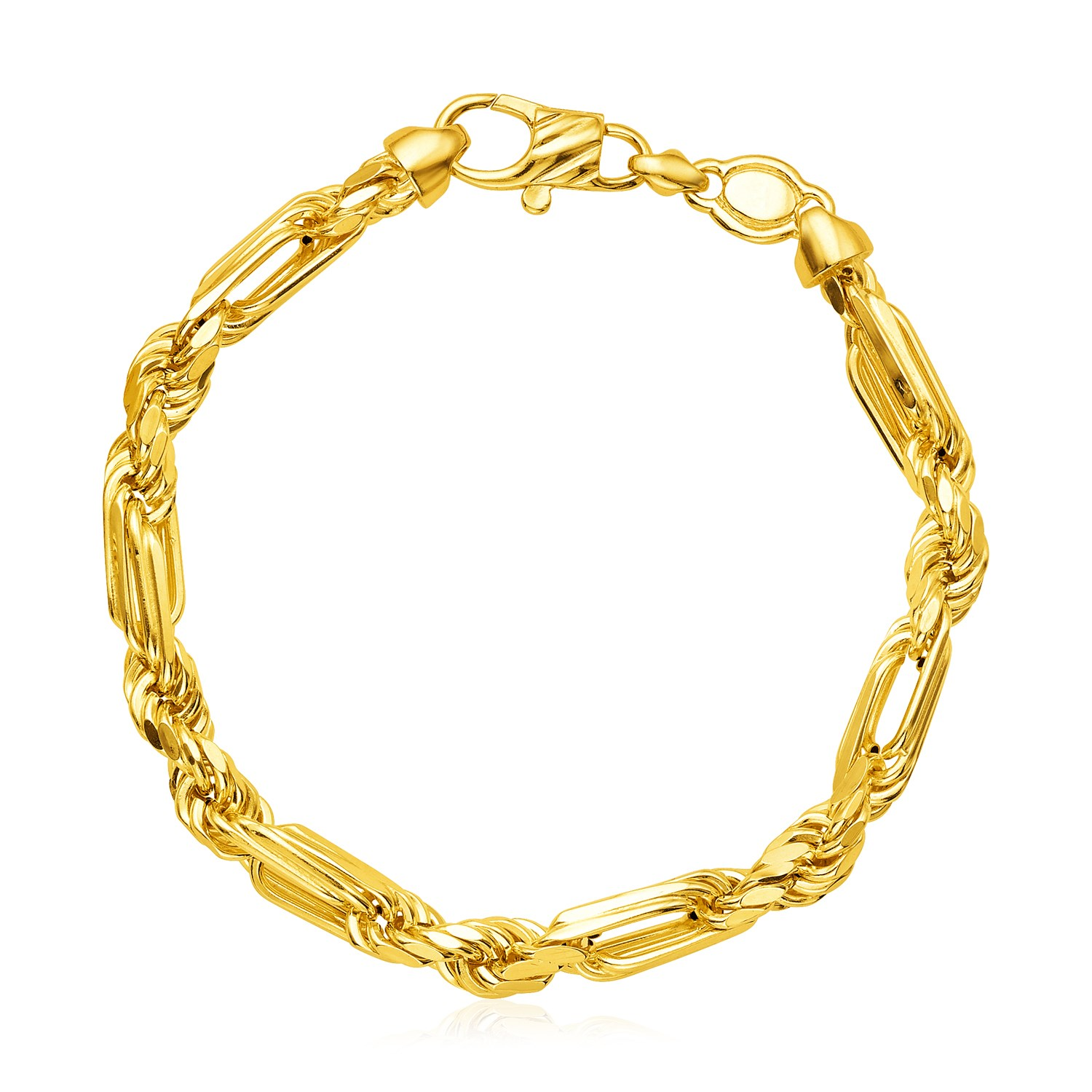 14k Yellow Gold 8 1/2 inch Heavy Figaro Chain Bracelet - Selectique 