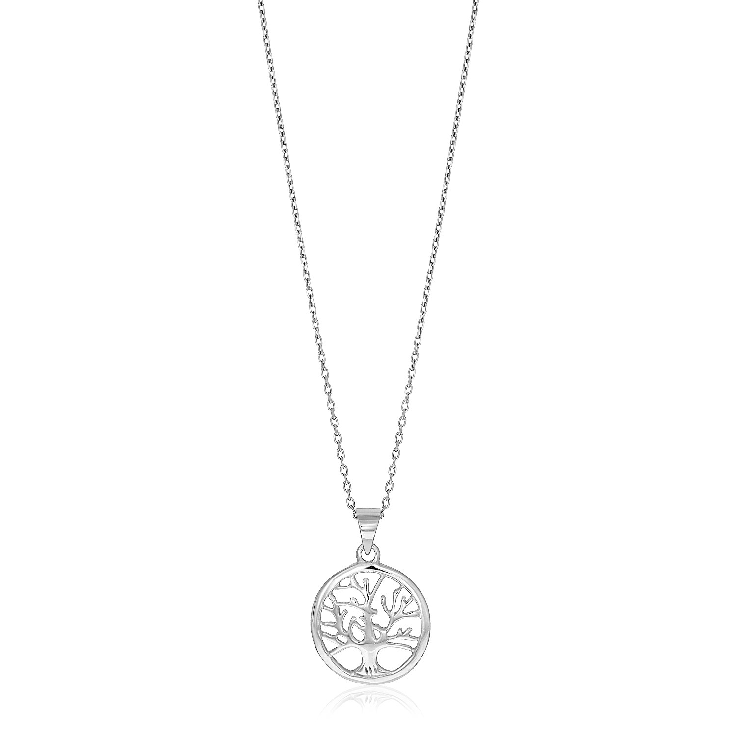 Sterling Silver inch Round Tree of Life Necklace - Selectique 