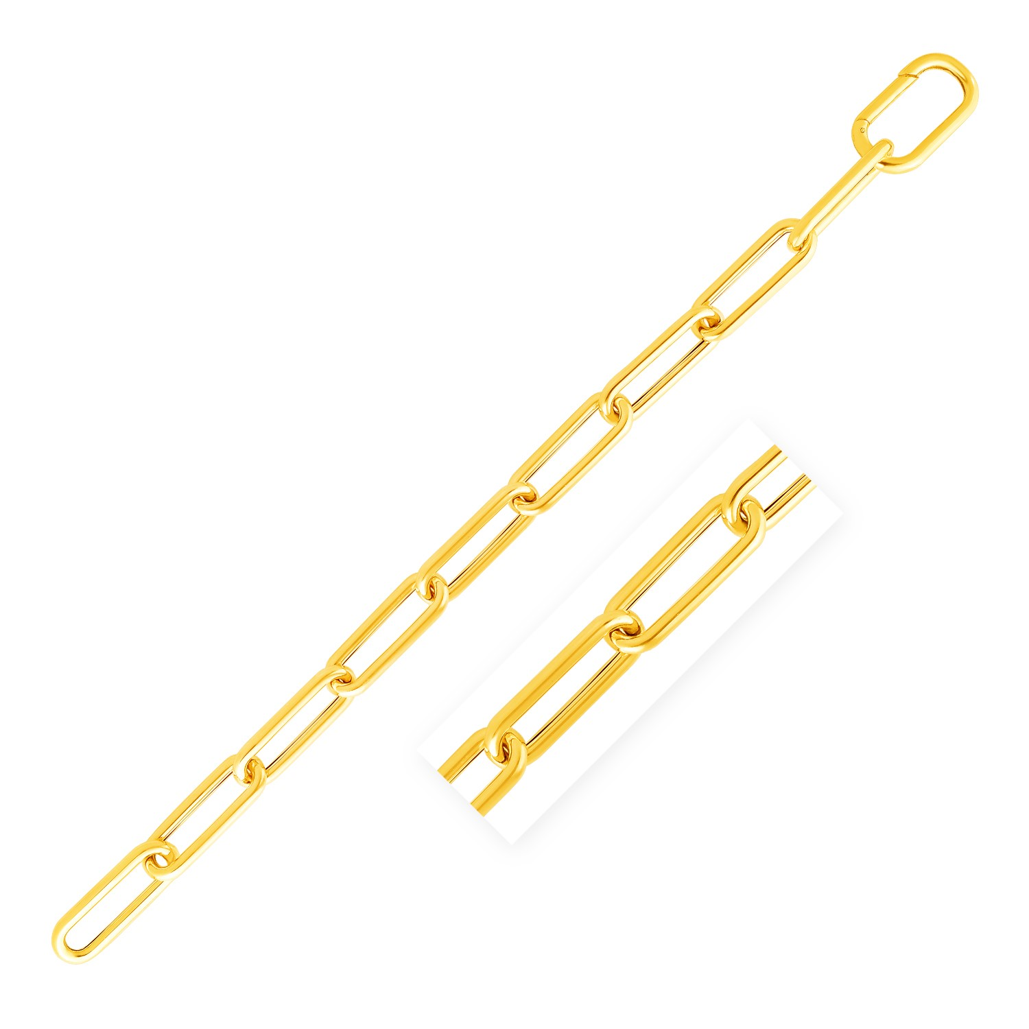 14k Yellow Gold Lite Round Wire Paperclip Bracelet (8.5mm) - Selectique 